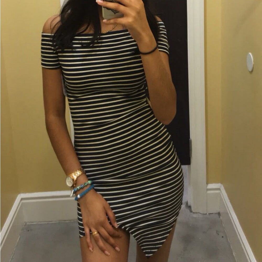 Chic Striped Off-Shoulder Mini Dress